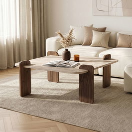Nordure Marais Mesa de Centro Travertino y Venezia Walnut